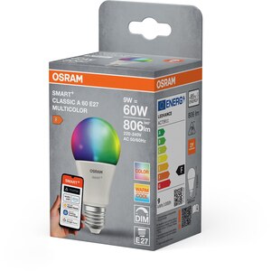 Bec LED OSRAM, RGB, Wi-Fi, E27, 9W, 806lm, lumina variabila Bec LED OSRAM, RGB, Wi-Fi, E27, 9W, 806lm, lumina variabila