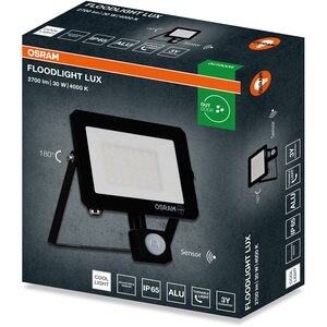 Proiector LED OSRAM, senzor PIR, 30W,2700lm, 4000K, IP65, Negru Proiector LED OSRAM, senzor PIR, 30W,2700lm, 4000K, IP65, Negru