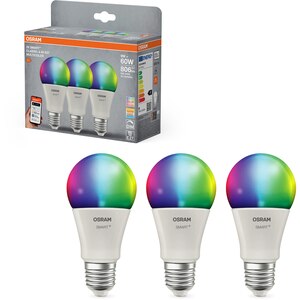 Set 3 becuri OSRAM, RGB, Wi-Fi, E27, 9W, 806lm, lumina variabila Set 3 becuri OSRAM, RGB, Wi-Fi, E27, 9W, 806lm, lumina variabila