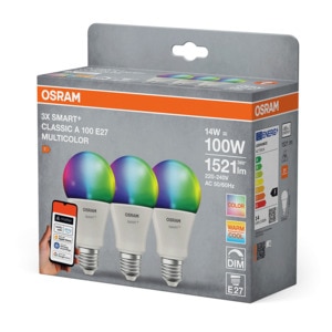 Set 3 becuri LED Wi-Fi OSRAM, E27, 14W, 1521lm, lumina variabila Set 3 becuri LED Wi-Fi OSRAM, E27, 14W, 1521lm, lumina variabila