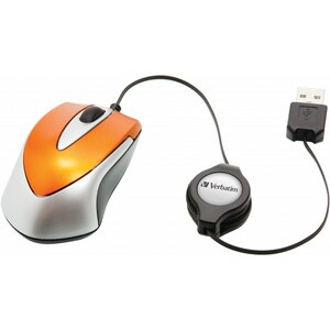 Mouse cu fir VERBATIM 49023 Go Mini, 1000 dpi, portocaliu Mouse cu fir VERBATIM 49023 Go Mini, 1000 dpi, portocaliu