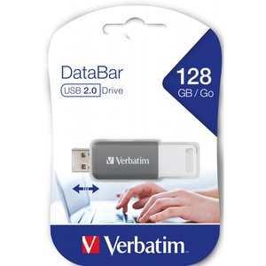 Memorie USB VERBATIM DataBar Drive, 128GB, USB 2.0, gri Memorie USB VERBATIM DataBar Drive, 128GB, USB 2.0, gri