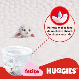 Scutece chilotel HUGGIES Little Movers Mega nr 5, Fata, 12-17 kg, 48 buc Scutece chilotel HUGGIES Little Movers Mega nr 5, Fata, 12-17 kg, 48 buc