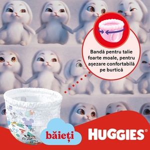 Scutece chilotel HUGGIES Little Movers Mega nr 5, Fata, 12-17 kg, 48 buc Scutece chilotel HUGGIES Little Movers Mega nr 5, Fata, 12-17 kg, 48 buc