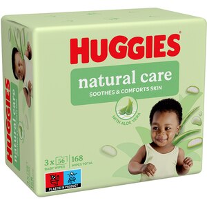 Servetele umede HUGGIES Natural Care Triplo, 3 pachete, 168 buc Servetele umede HUGGIES Natural Care Triplo, 3 pachete, 168 buc