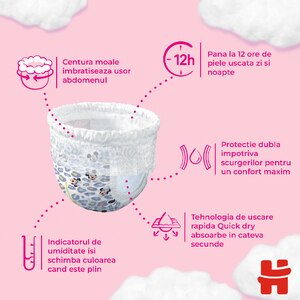 Scutece chilotel HUGGIES Mega nr 3, Fata, 6-11 kg, 58 buc Scutece chilotel HUGGIES Mega nr 3, Fata, 6-11 kg, 58 buc
