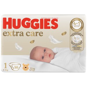 Scutece HUGGIES Extra Care nr 1, Unisex, 2-5 kg, 50 buc Scutece HUGGIES Extra Care nr 1, Unisex, 2-5 kg, 50 buc
