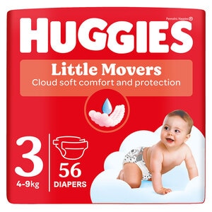 Scutece HUGGIES Little Movers Jumbo nr 3, Unisex, 4-9 kg, 56 buc Scutece HUGGIES Little Movers Jumbo nr 3, Unisex, 4-9 kg, 56 buc