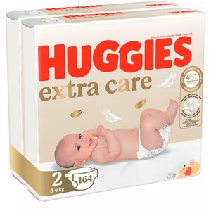 Scutece HUGGIES Extra Care Mega nr 2, Unisex, 3-6 kg, 164 buc Scutece HUGGIES Extra Care Mega nr 2, Unisex, 3-6 kg, 164 buc