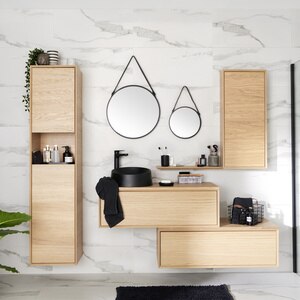 Coloana baie GoodHome Avela, suspendata, 40 x 36 x 170 cm, stejar Coloana baie GoodHome Avela, suspendata, 40 x 36 x 170 cm, stejar