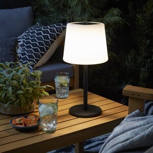 Lampa solara LED BLOOMA, 2 W, 3000K, IP44, sticla si otel inoxidabil, alb/negru Lampa solara LED BLOOMA, 2 W, 3000K, IP44, sticla si otel inoxidabil, alb/negru