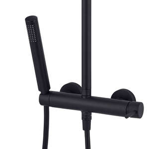 Set dus ajustabil Mecha Rydal, bara reglabila, para 10 cm, furtun 150 cm, ABS, negru Set dus ajustabil Mecha Rydal, bara reglabila, para 10 cm, furtun 150 cm, ABS, negru
