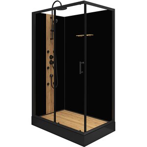 Cabina dus cu hidromasaj BAMBOO, dreptunghiulara, profil metalic, sticla securizata, 120 x 80 x 225 cm, negru/maro Cabina dus cu hidromasaj BAMBOO, dreptunghiulara, profil metalic, sticla securizata, 120 x 80 x 225 cm, negru/maro