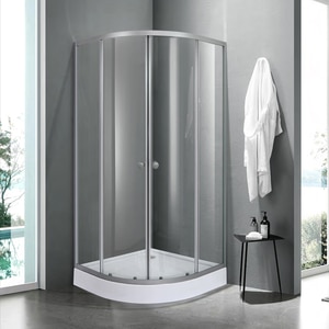 Cabina dus standard WEDDELL, semirotunda, profil aluminiu, sticla securizata, 90 x 90 x 192 cm, alb Cabina dus standard WEDDELL, semirotunda, profil aluminiu, sticla securizata, 90 x 90 x 192 cm, alb