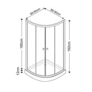 Cabina dus standard WEDDELL, semirotunda, profil aluminiu, sticla securizata, 90 x 90 x 192 cm, alb Cabina dus standard WEDDELL, semirotunda, profil aluminiu, sticla securizata, 90 x 90 x 192 cm, alb