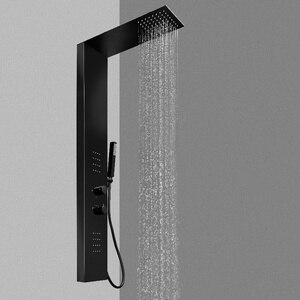 Panel de dus GOODHOME Abala, termostat, hidromasaj, 140 cm, negru Panel de dus GOODHOME Abala, termostat, hidromasaj, 140 cm, negru