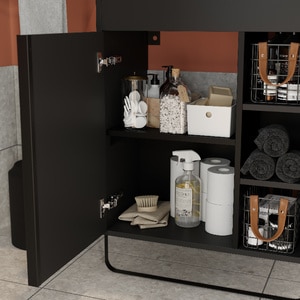 Masca lavoar GoodHome Maza, MDF, 65 x 36 x 82 cm, negru Masca lavoar GoodHome Maza, MDF, 65 x 36 x 82 cm, negru