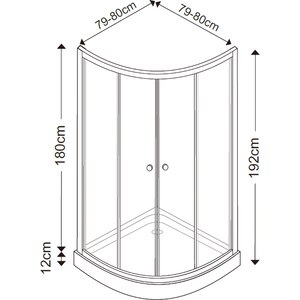 Cabina dus standard Arkell, semirotunda, 80 x 80 x 192 cm, sticla securizata 4mm, profil crom Cabina dus standard Arkell, semirotunda, 80 x 80 x 192 cm, sticla securizata 4mm, profil crom