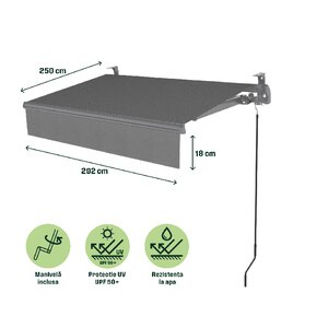 Copertina retractabila KLIKSTROM, aluminiu, 292 x 250 cm, gri Copertina retractabila KLIKSTROM, aluminiu, 292 x 250 cm, gri