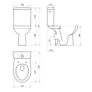 Set vas WC Thasos, portelan, rezervor 6 l, capac SoftClose, alb Set vas WC Thasos, portelan, rezervor 6 l, capac SoftClose, alb