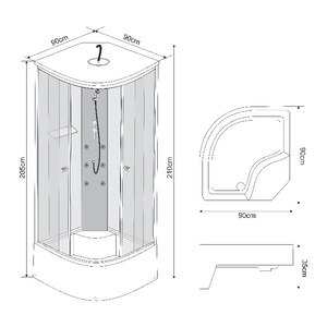 Cabina dus cu hidromasaj Briska, semirotunda, 90 x 90 x 210 cm, sticla securizata 4 mm, profil crom Cabina dus cu hidromasaj Briska, semirotunda, 90 x 90 x 210 cm, sticla securizata 4 mm, profil crom
