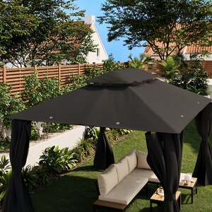Acoperis pavilion Thar, poliester, 395 x 300 cm, gri Acoperis pavilion Thar, poliester, 395 x 300 cm, gri