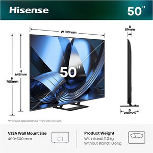 Televizor Mini-LED ULED Smart HISENSE 50U7S, Ultra HD 4K, HDR, 126cm Televizor Mini-LED ULED Smart HISENSE 50U7S, Ultra HD 4K, HDR, 126cm
