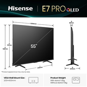 Televizor QLED Smart HISENSE 55E7Q PRO, Ultra HD 4k, 139cm Televizor QLED Smart HISENSE 55E7Q PRO, Ultra HD 4k, 139cm