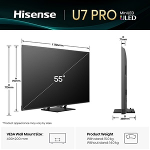 Televizor Mini-LED ULED Smart HISENSE 55U7Q PRO, Ultra HD 4K,139cm Televizor Mini-LED ULED Smart HISENSE 55U7Q PRO, Ultra HD 4K,139cm