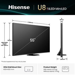 Televizor Mini-LED ULED Smart HISENSE 55U8Q, Ultra HD 4K,139cm Televizor Mini-LED ULED Smart HISENSE 55U8Q, Ultra HD 4K,139cm