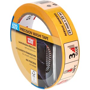 Banda adeziva mascare SCLEY 572 Precision Washi Tape, 25mm x 33m, galben Banda adeziva mascare SCLEY 572 Precision Washi Tape, 25mm x 33m, galben