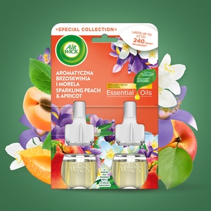 Set rezerve odorizant de camera electric AIR WICK, Piersici si Caise, 2 x 19 ml Set rezerve odorizant de camera electric AIR WICK, Piersici si Caise, 2 x 19 ml