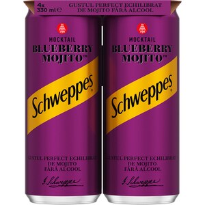 Apa tonica SCHWEPPES Blueberry Mojito bax 0.33L x 4 doze Apa tonica SCHWEPPES Blueberry Mojito bax 0.33L x 4 doze