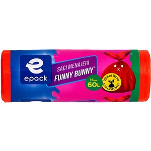 Saci menajeri EPACK Funny Bunny, 15 bucati, 60 l, portocaliu Saci menajeri EPACK Funny Bunny, 15 bucati, 60 l, portocaliu