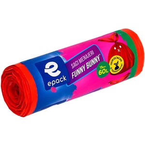 Saci menajeri EPACK Funny Bunny, 15 bucati, 60 l, portocaliu Saci menajeri EPACK Funny Bunny, 15 bucati, 60 l, portocaliu