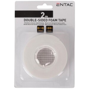 Banda dublu adeziva buretata ENTAC, 19mm x 2m, alb Banda dublu adeziva buretata ENTAC, 19mm x 2m, alb