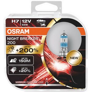 Bec auto OSRAM Night Breaker 200, 200%, H7, 3550K, 55W, 2 buc Bec auto OSRAM Night Breaker 200, 200%, H7, 3550K, 55W, 2 buc