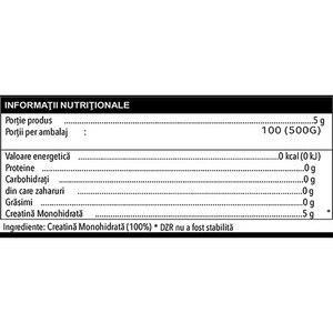 Creatina Monohidrata 100% pura, 500 g, NATURAL PLUS Creatina Monohidrata 100% pura, 500 g, NATURAL PLUS