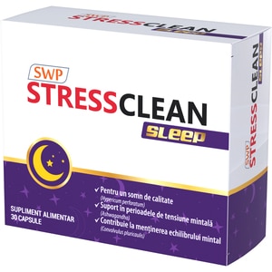 Supliment alimentar Stressclean Sleep, 30 capsule, SUN WAVE PHARMA Supliment alimentar Stressclean Sleep, 30 capsule, SUN WAVE PHARMA