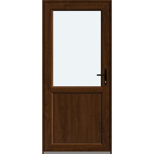 Usa intrare APLAST, cu geam, stanga, PVC, 88 x 195 cm, maro inchis Usa intrare APLAST, cu geam, stanga, PVC, 88 x 195 cm, maro inchis