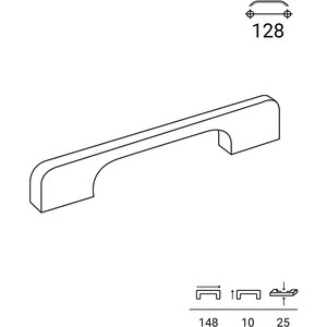Maner 128, aluminiu, 14.8 x 1 x 2.5 cm, argintiu mat Maner 128, aluminiu, 14.8 x 1 x 2.5 cm, argintiu mat