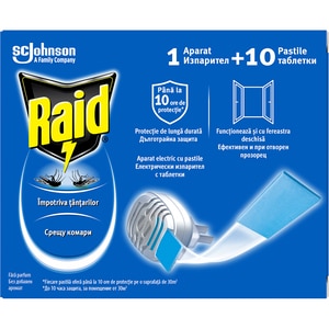 Aparat electric anti-tantari RAID + 10 pastile laminate Aparat electric anti-tantari RAID + 10 pastile laminate
