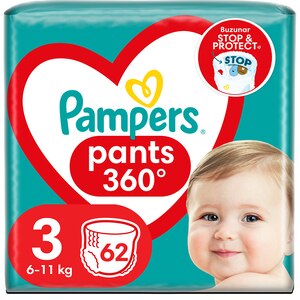 Scutece chilotel PAMPERS Pants Jumbo Pack nr 3, Unisex, 6-11 kg, 62 buc Scutece chilotel PAMPERS Pants Jumbo Pack nr 3, Unisex, 6-11 kg, 62 buc