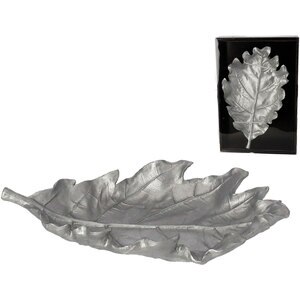 Decoratiune Frunza, rasina, 21 x 34 x 6 cm, argintiu Decoratiune Frunza, rasina, 21 x 34 x 6 cm, argintiu