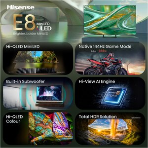 Televizor Mini-LED ULED Smart HISENSE 85E8S, Ultra HD 4K, HDR, 215cm Televizor Mini-LED ULED Smart HISENSE 85E8S, Ultra HD 4K, HDR, 215cm