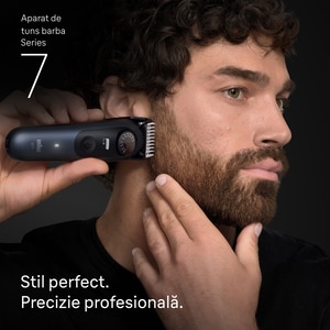 Aparat de tuns barba BRAUN Seria 7 BT7540, acumulator, autonomie 120 min, albastru Aparat de tuns barba BRAUN Seria 7 BT7540, acumulator, autonomie 120 min, albastru