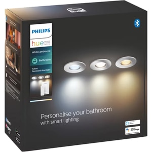 Set 3 spoturi LED smart PHILIPS HUE Adore, 3 x 5W, 350lm, IP44, crom Set 3 spoturi LED smart PHILIPS HUE Adore, 3 x 5W, 350lm, IP44, crom
