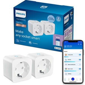 Pachet 2 prize inteligente PHILIPS 8721103164001, Wi-Fi, WiZ, IP20, alb Pachet 2 prize inteligente PHILIPS 8721103164001, Wi-Fi, WiZ, IP20, alb