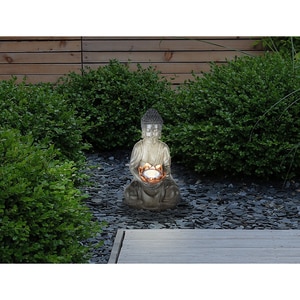 Lampa solara GLOBO BUDDHA, 30cm, plastic, gri Lampa solara GLOBO BUDDHA, 30cm, plastic, gri