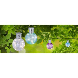 Decoratiune solara GLOBO tip bec, 3000K, IP44, metal, argintiu Decoratiune solara GLOBO tip bec, 3000K, IP44, metal, argintiu